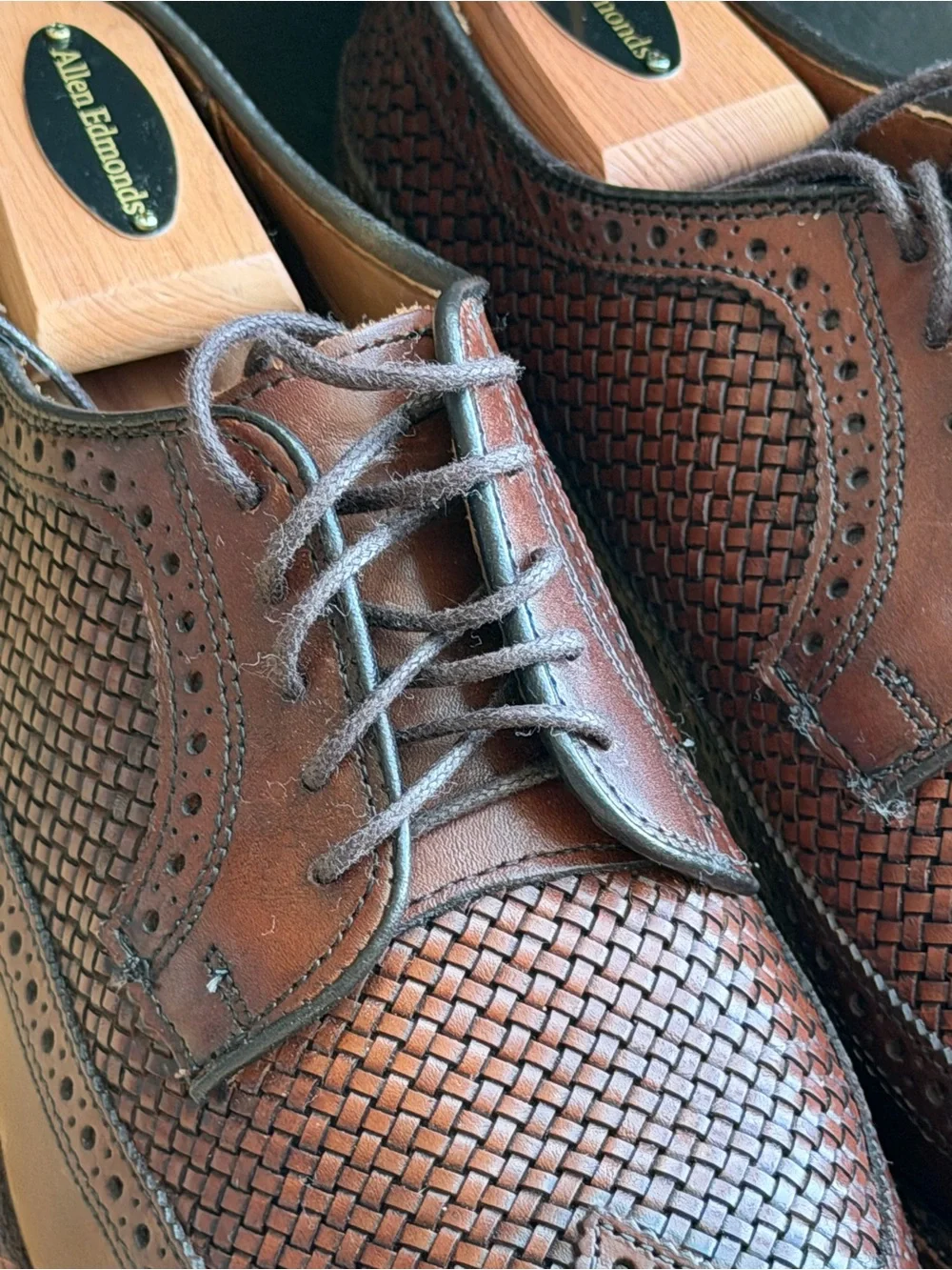 Allen Edmonds Brown Woven Leather Derby Shoes